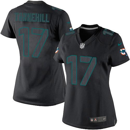 Women's Elite Ryan Tannehill Nike Jersey Black - #17 Impact NFL Miami Dolphins